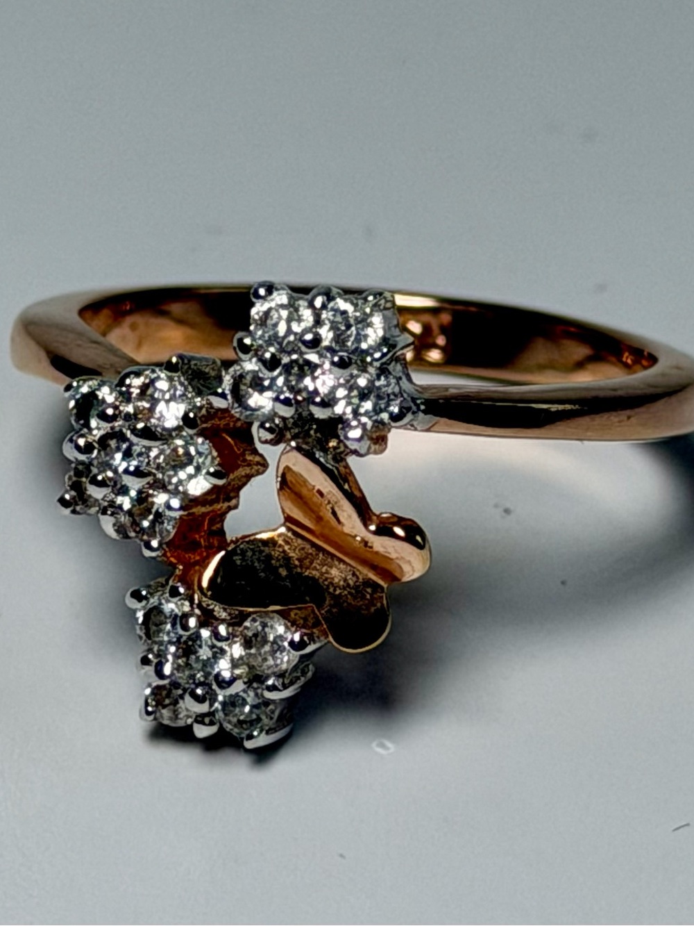 Vintage RSC Butterfly Cluster Ring Gold Tone Floral Ring Size 7.5 - Picture 7 of 11